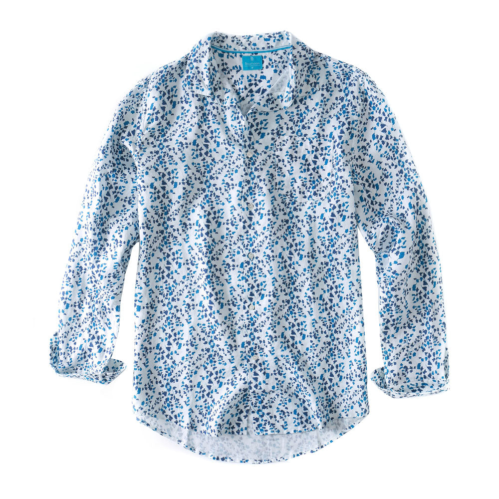 Men's Regular Fit Long Sleeve 100% Linen Shirt - Liberty Leaves