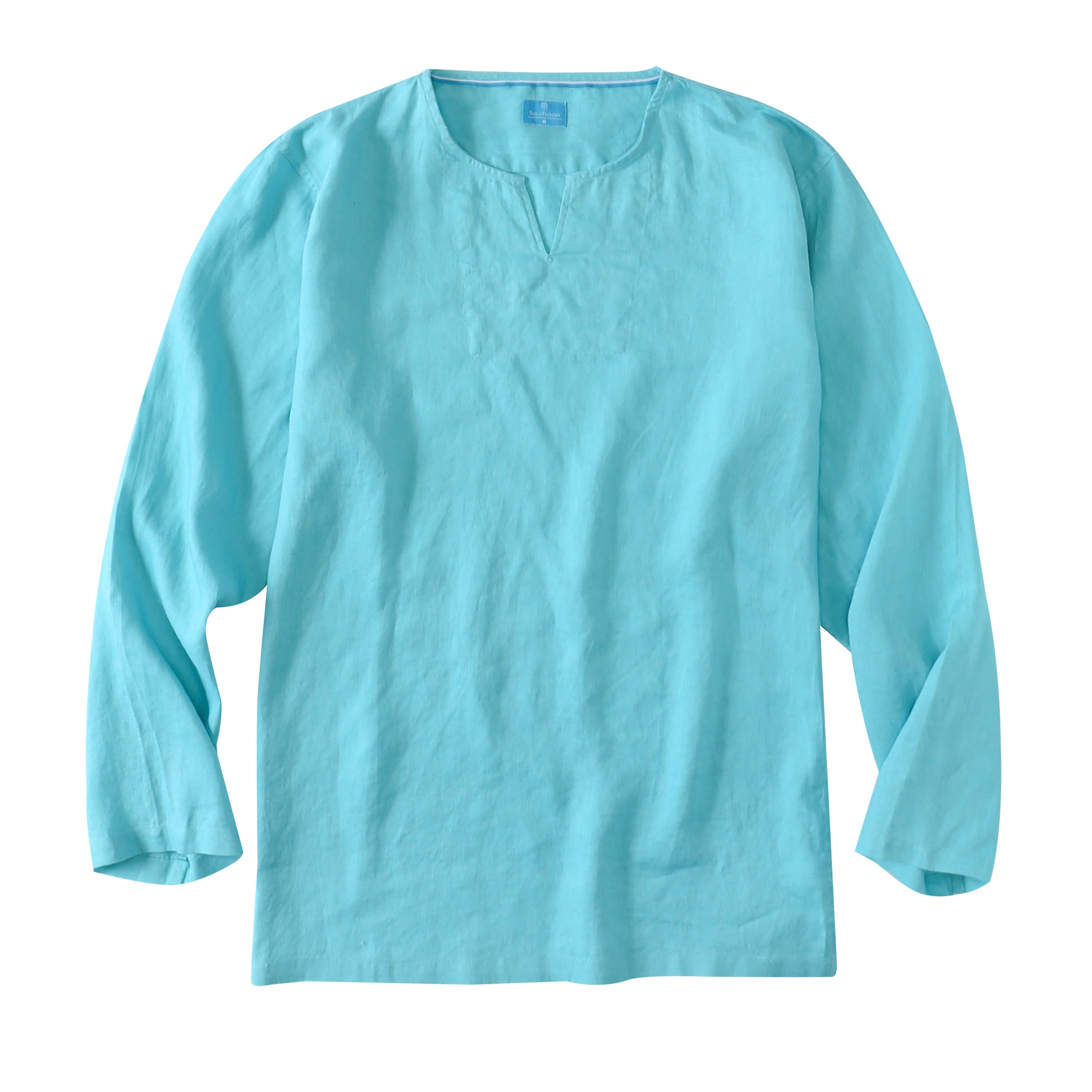 Men's 100% Linen V-Neck Pullover Shirt - Hawaiin Ocean