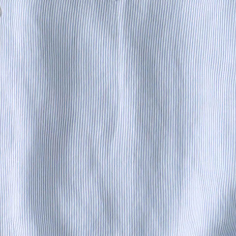 Men's Regular Fit Long Sleeve 100% Linen Shirt - Stripes Blue White