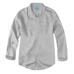 Men's Regular Fit Long Sleeve 100% Linen Shirt - Grey